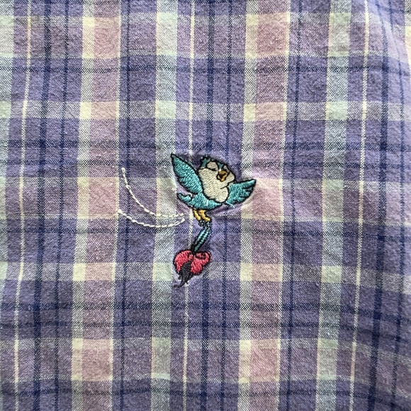 Disney's Winnie the Pooh Eeyore Sleeveless Plaid Cotton ButtonShirt, Women 14/16 - Picture 4 of 9